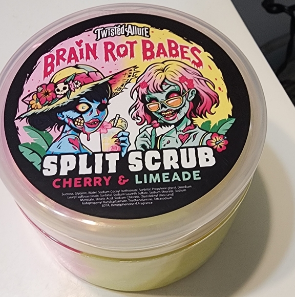*M* NWT Twisted Allure Brain Rot Babes Split Scrub - Cherry & Limeade - Picture 1 of 2